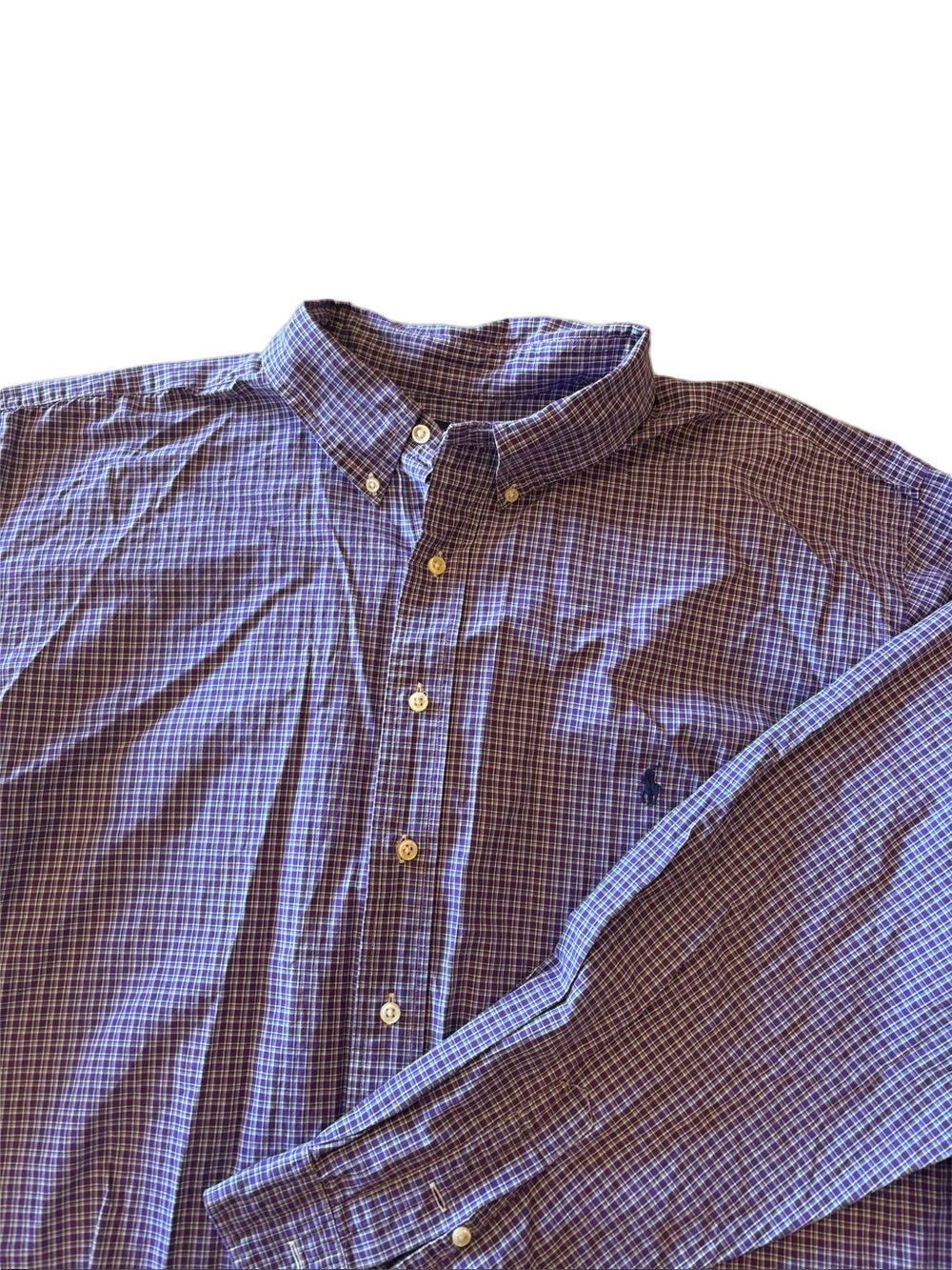 Ralph Lauren Mens 3XLT Purple Plaid Long Sleeve Button Down Shirt